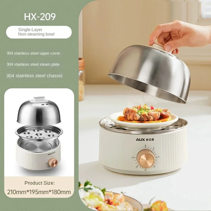 220V 1 Layer/ 2 Layers Home Electric Egg Cooker Automatic Power-Off Stainless Steel Egg Steamer With Timer Breakfast Machine