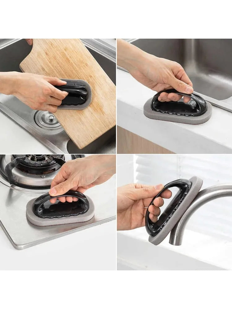 Magic Emery Sponge Brush Wipe Eraser Cleaner Kitchen Bath Rust Strong Decontamination Cleaning Tools With Handle Household Tools