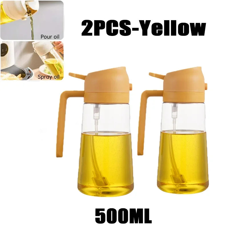 2 in 1 Pour Spray Sprayer Kitchen Fryer Air Spray Oil Dispenser Bottle for Olive Oil Cooking Frying BBQ Camping Large Capacity
