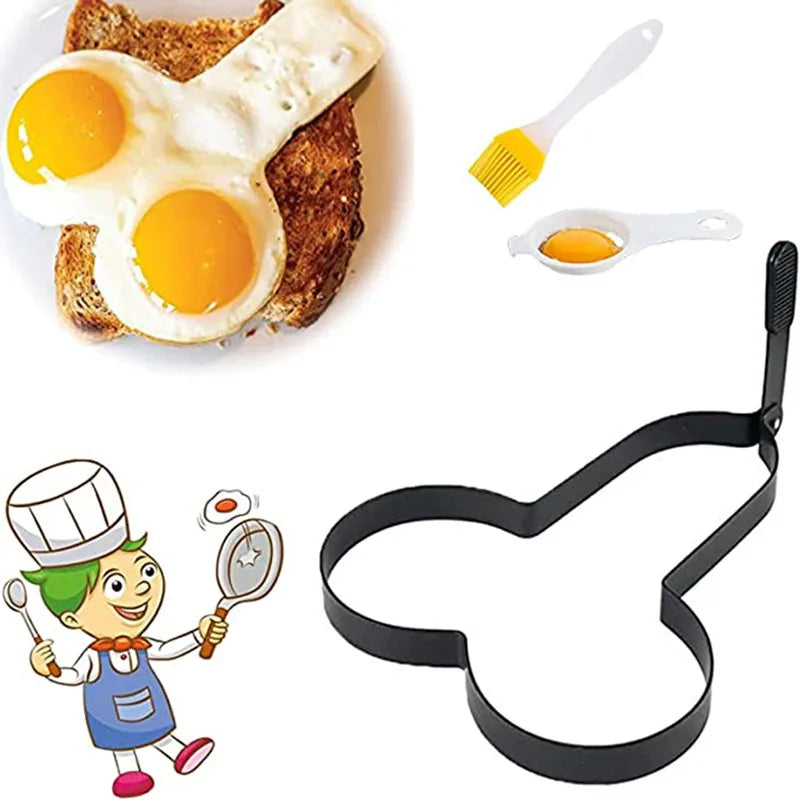Funny Fried Egg Mold Omelette Egg Frying Mold Non-stick Pancake Cooking Moulds Fried Egg Kitchen Accessories Cooking Gadget