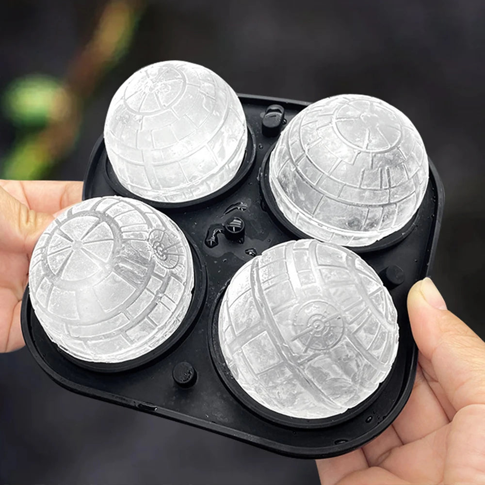 5.6cm Large Silicone Ice Ball Mold 3D Sphere Ice Cube Maker Death Star Ice Mold for Whiskey Bourbon Cola Drinks